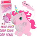 Puzzle 3D Kartonowy Model - Różowy Jednorożec DIY Zrób to sam ZA5809